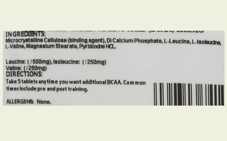Bulk Powders BCAA ingredients