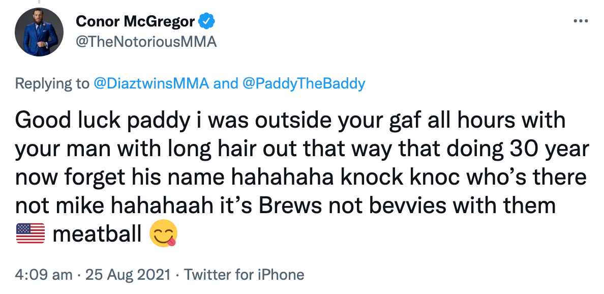 Conor McGregor Paddy Pimblett Message