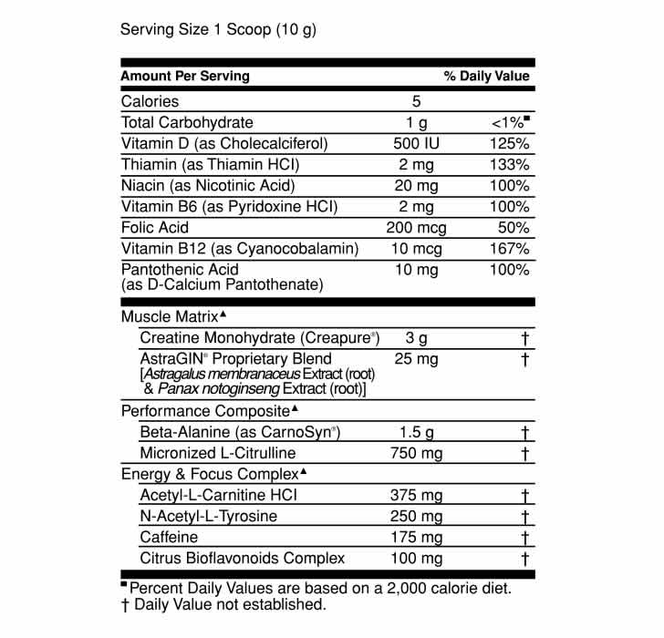 Gold Standard Pre Workout Ingredients
