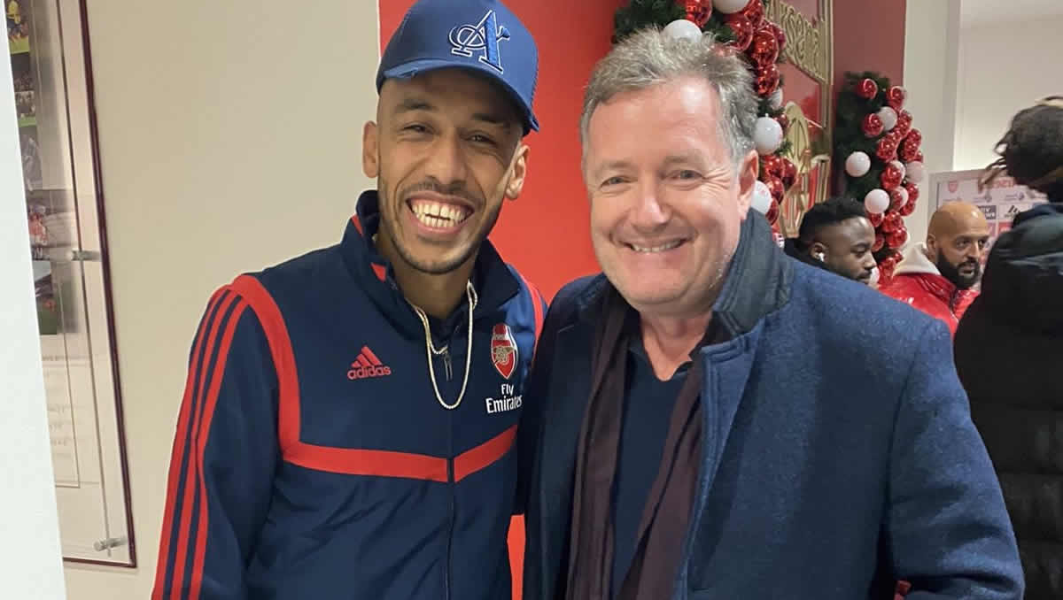 Pierre-Emerick Aubameyang and Piers Morgan (Photo: Piers Morgan / Twitter)