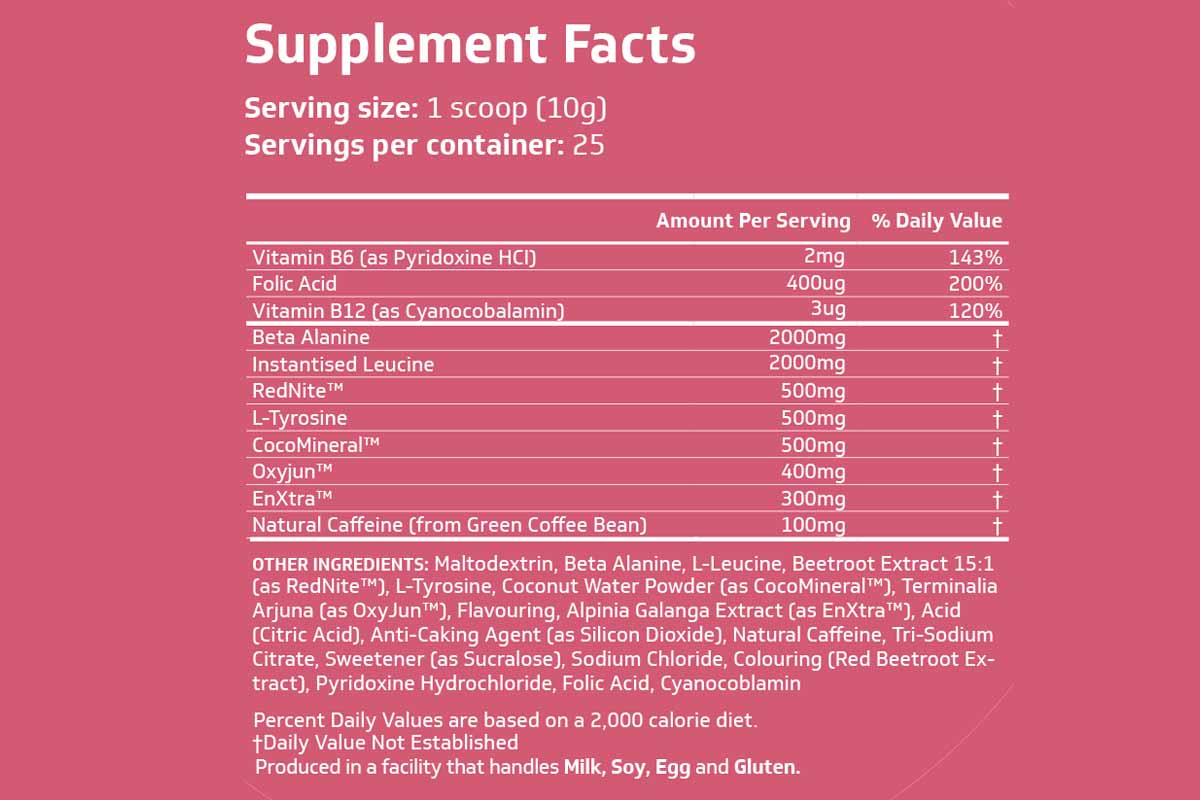 Powher Pre Workout Ingredients List